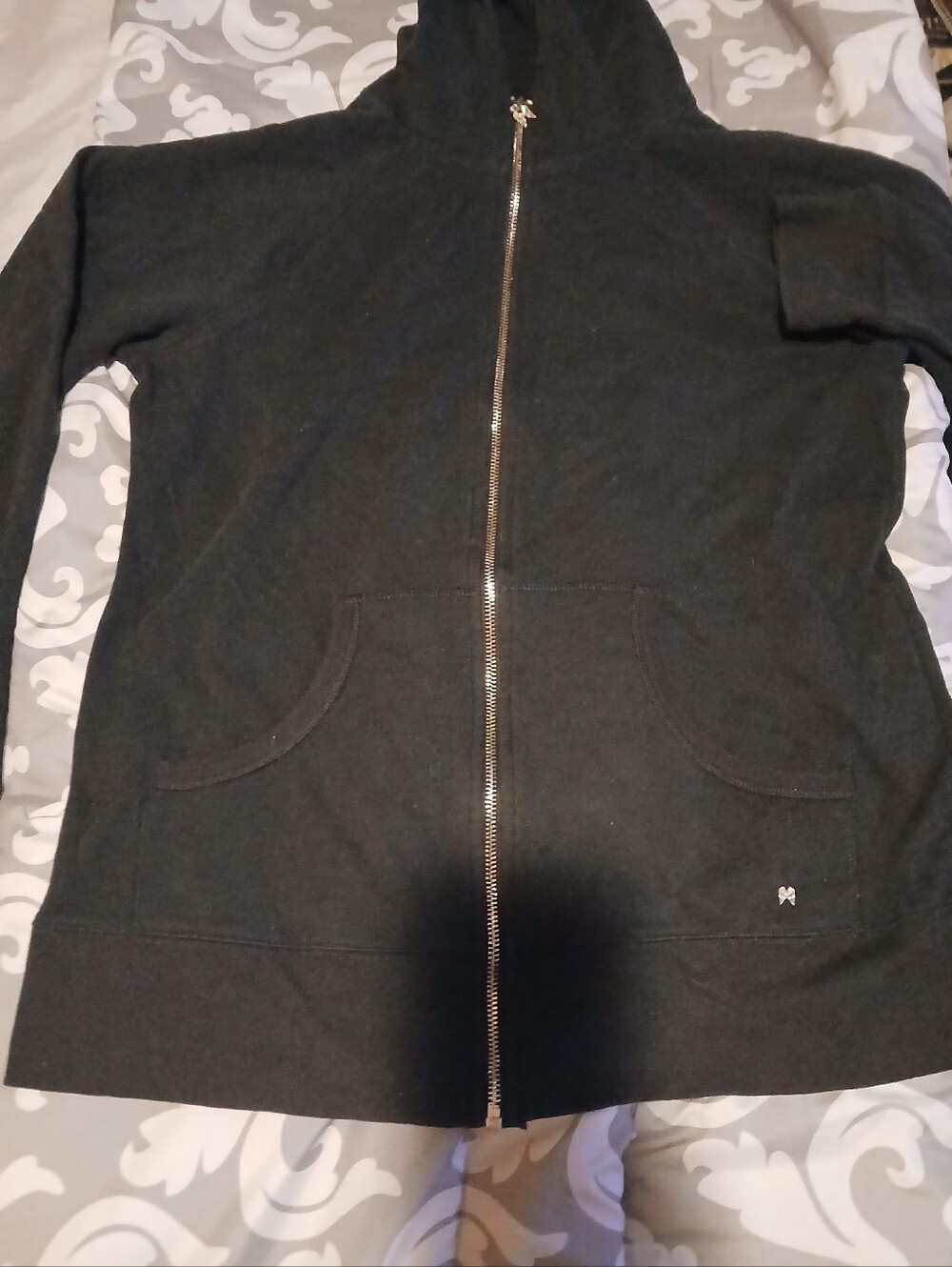 Victoria's Secret Black Zip Hoodie with Wing Charm